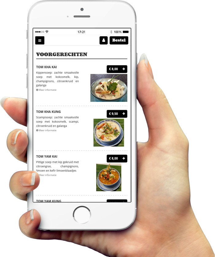 Voorbeeld van onze app op smartphone